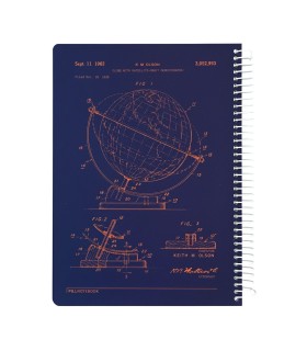 دفتر سیمی وزیری جلد سخت  200 برگ بلوپرینت پیل - طرح کره زمین