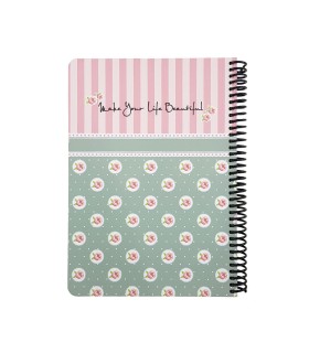 دفتر 100 برگ جلد سخت کلاسیک- طرح pink flowers