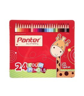 مداد رنگی 24 رنگ جعبه فلزی تخت پنتر